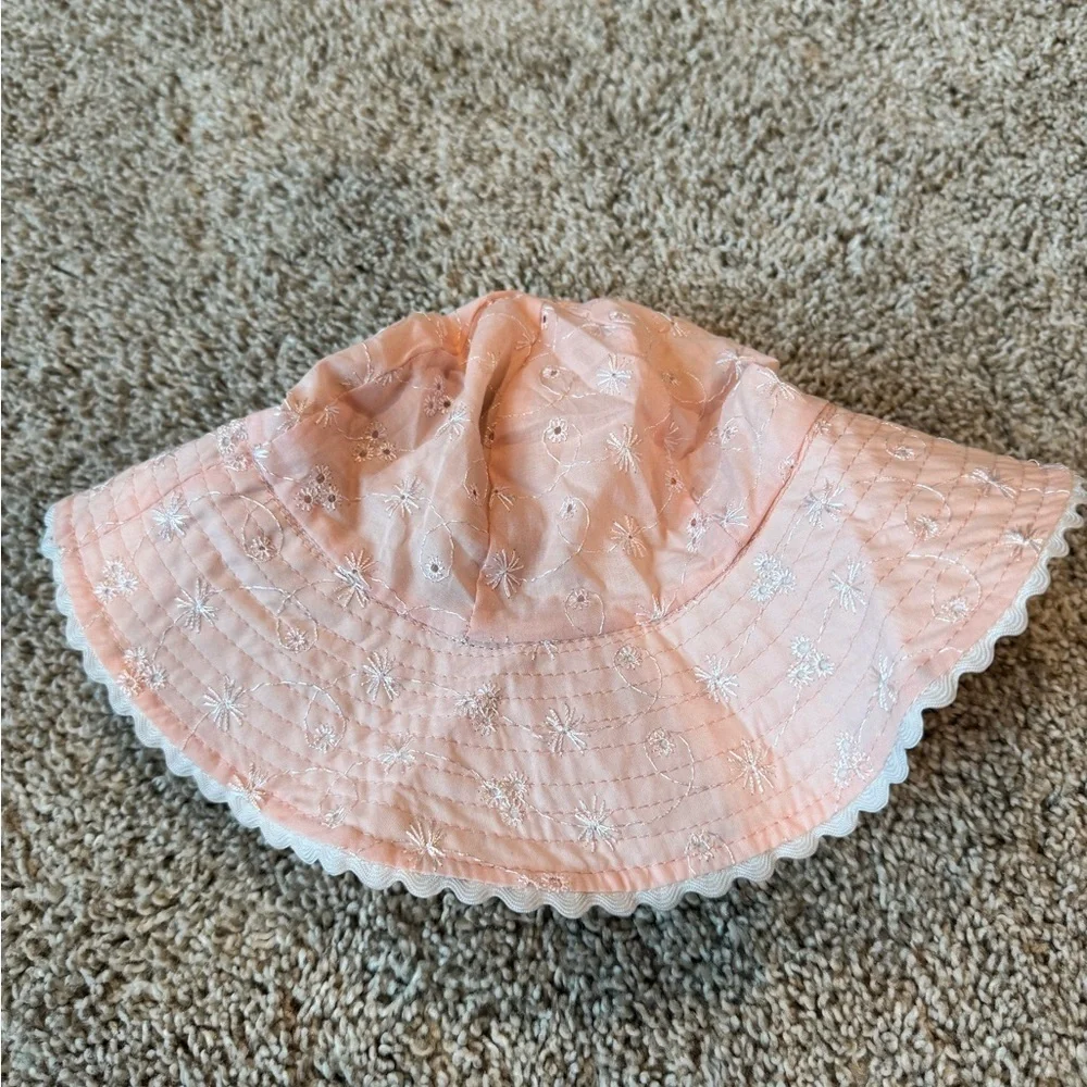 Toby Floral Kids Sun Hat Watercolor Reversible Eyelet hat size 12-24 months